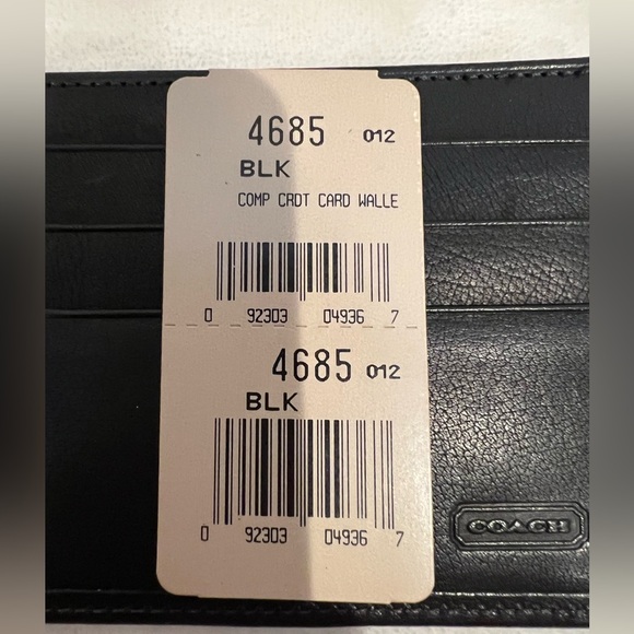 Coach Compact Credit Card Wallet 4685 Bifold Black Leather Calfskin - Picture 3 of 9